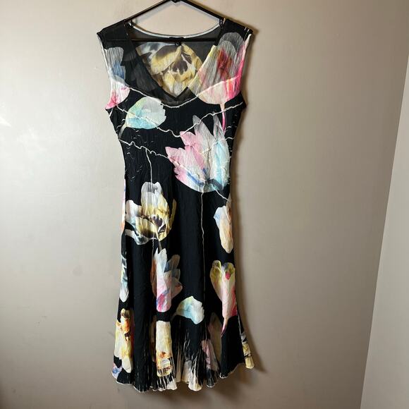 Komarov Floral Sleeveless Midi Dress‎ Y2K 2000s Fairy Whimsy Goth Sz Small Flowy - Picture 4 of 7